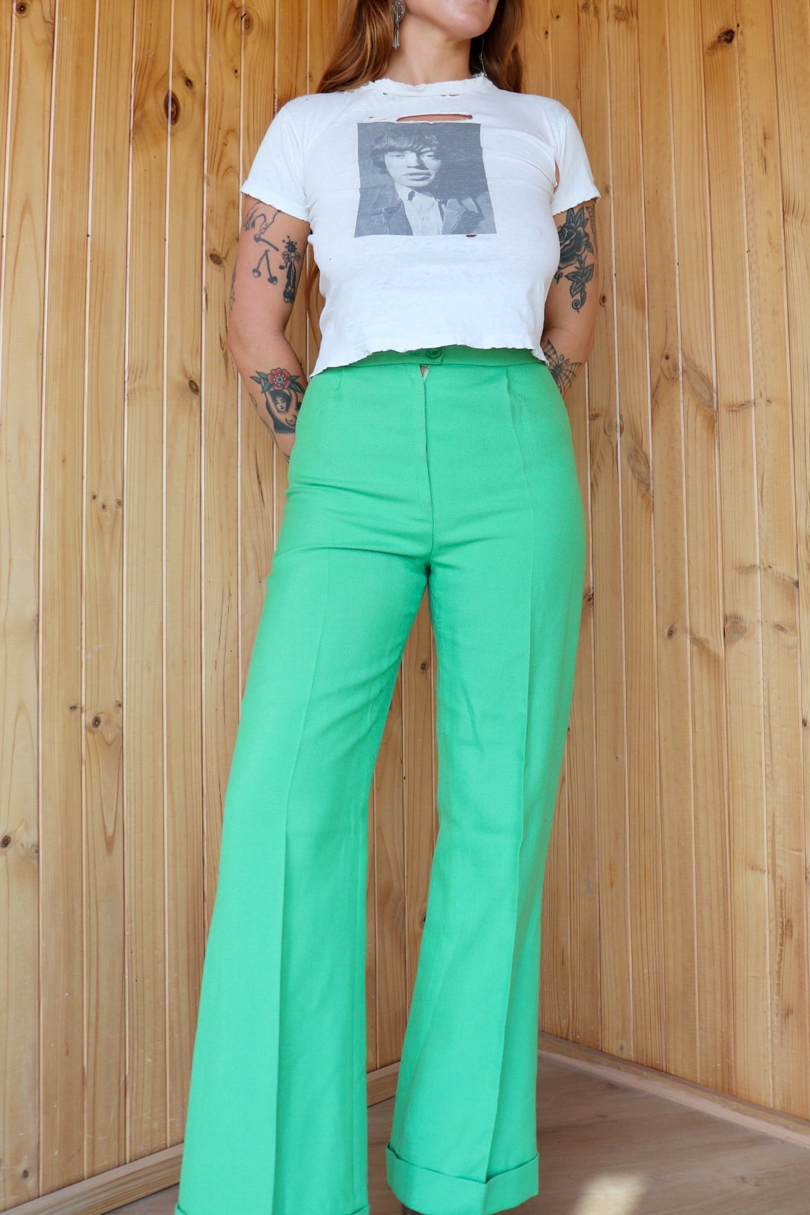 70s Green Flared Suit