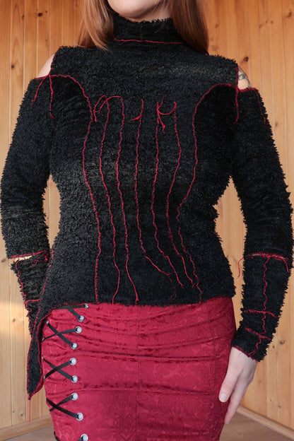 90s Fluffy Black Long Sleeve