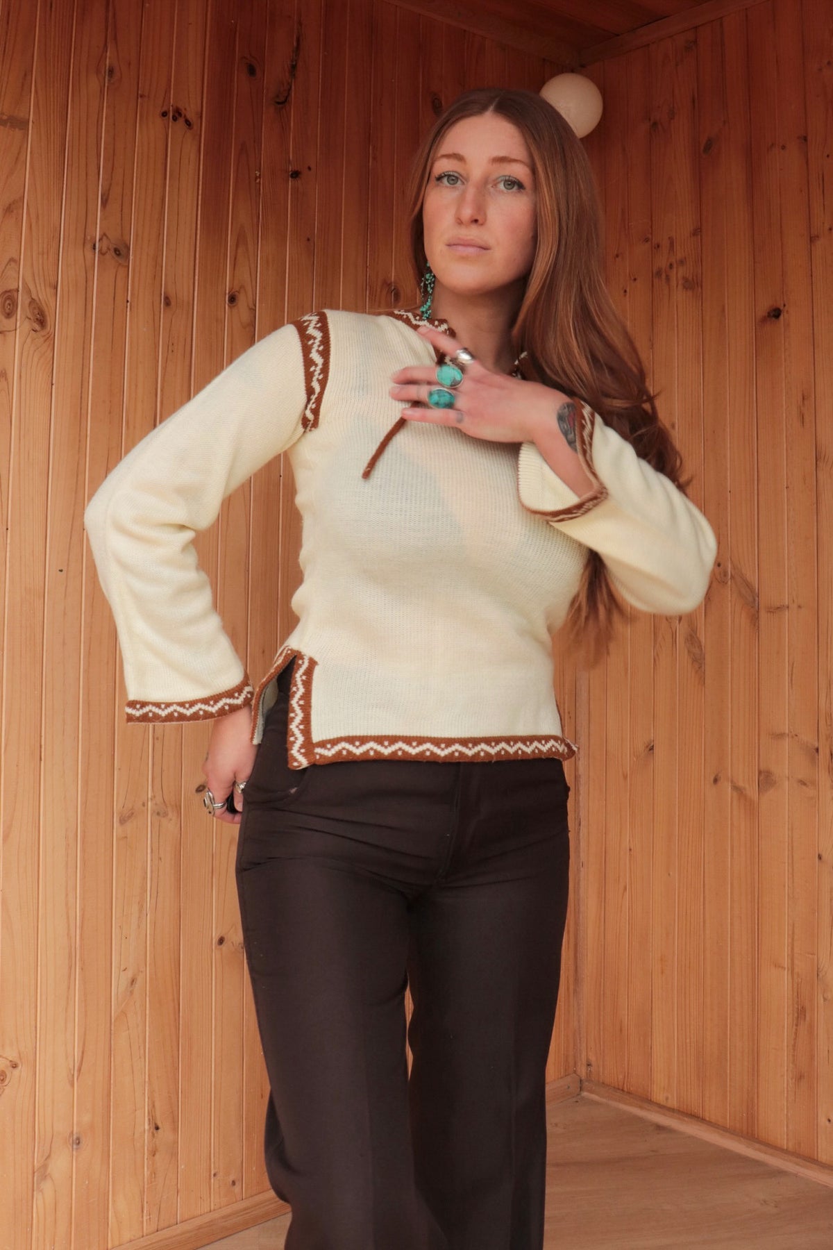 70s Bell Sleeved Knit Blouse