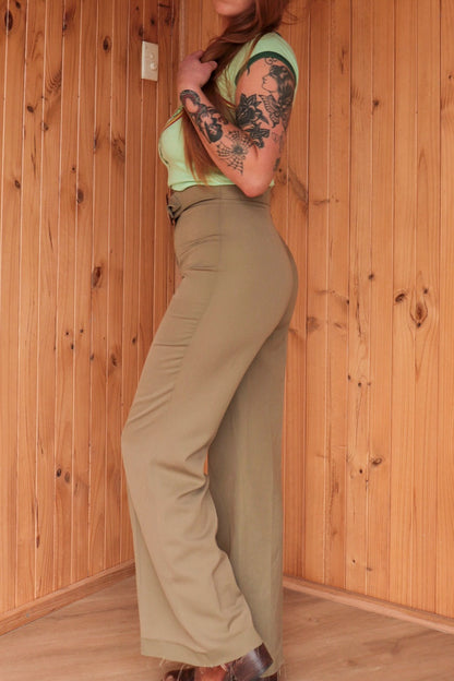 High Waisted Belted Flares