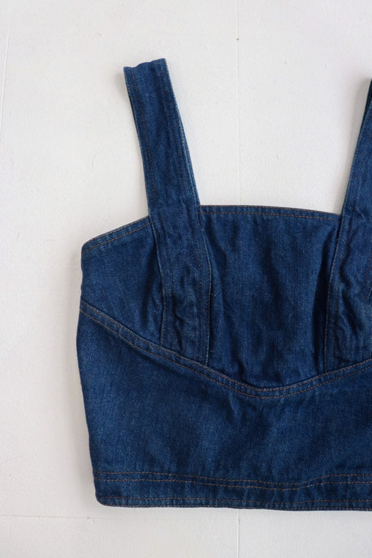 Dark Denim Bustier Crop