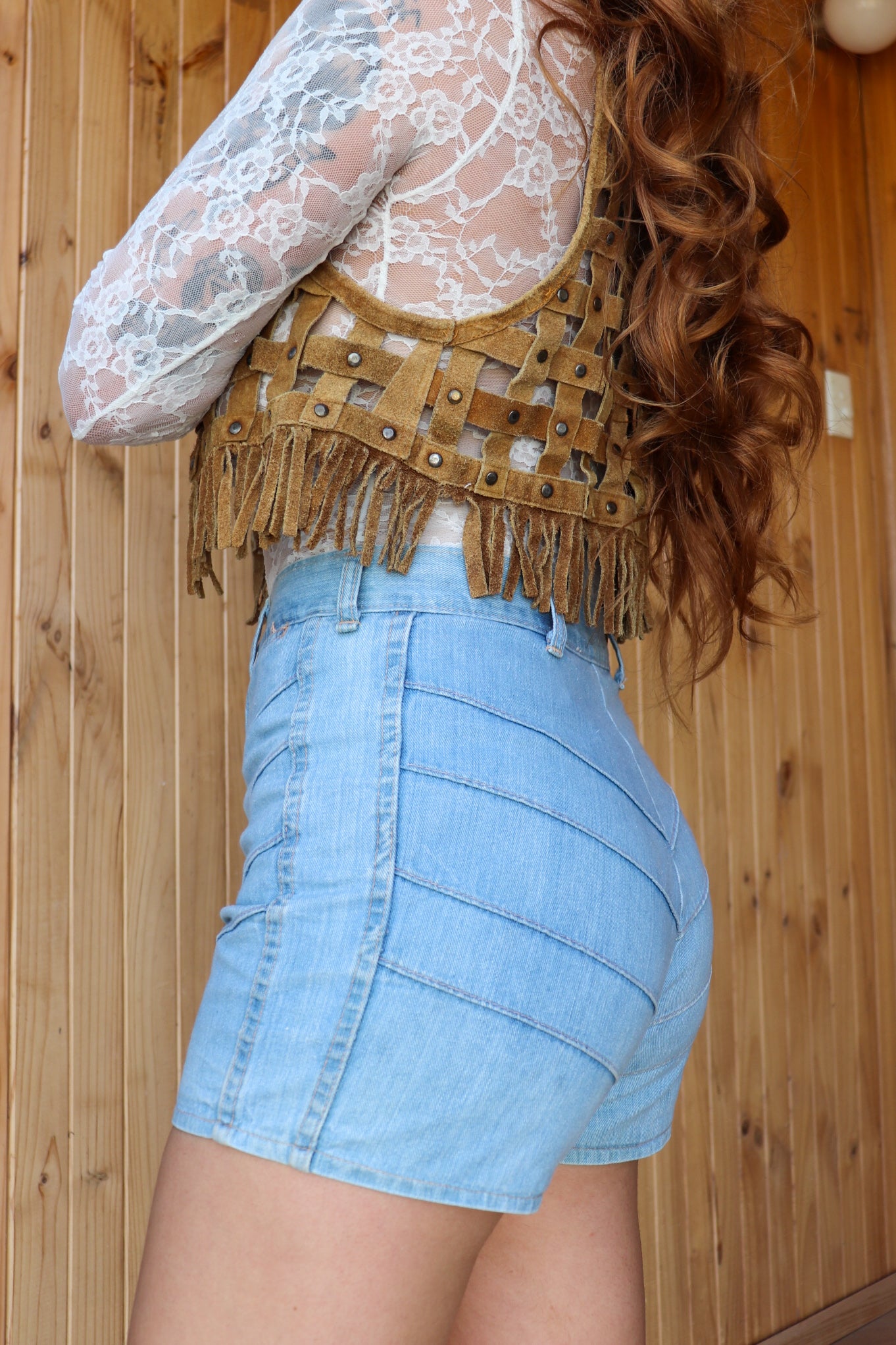 70s Ribbed Denim Shorts