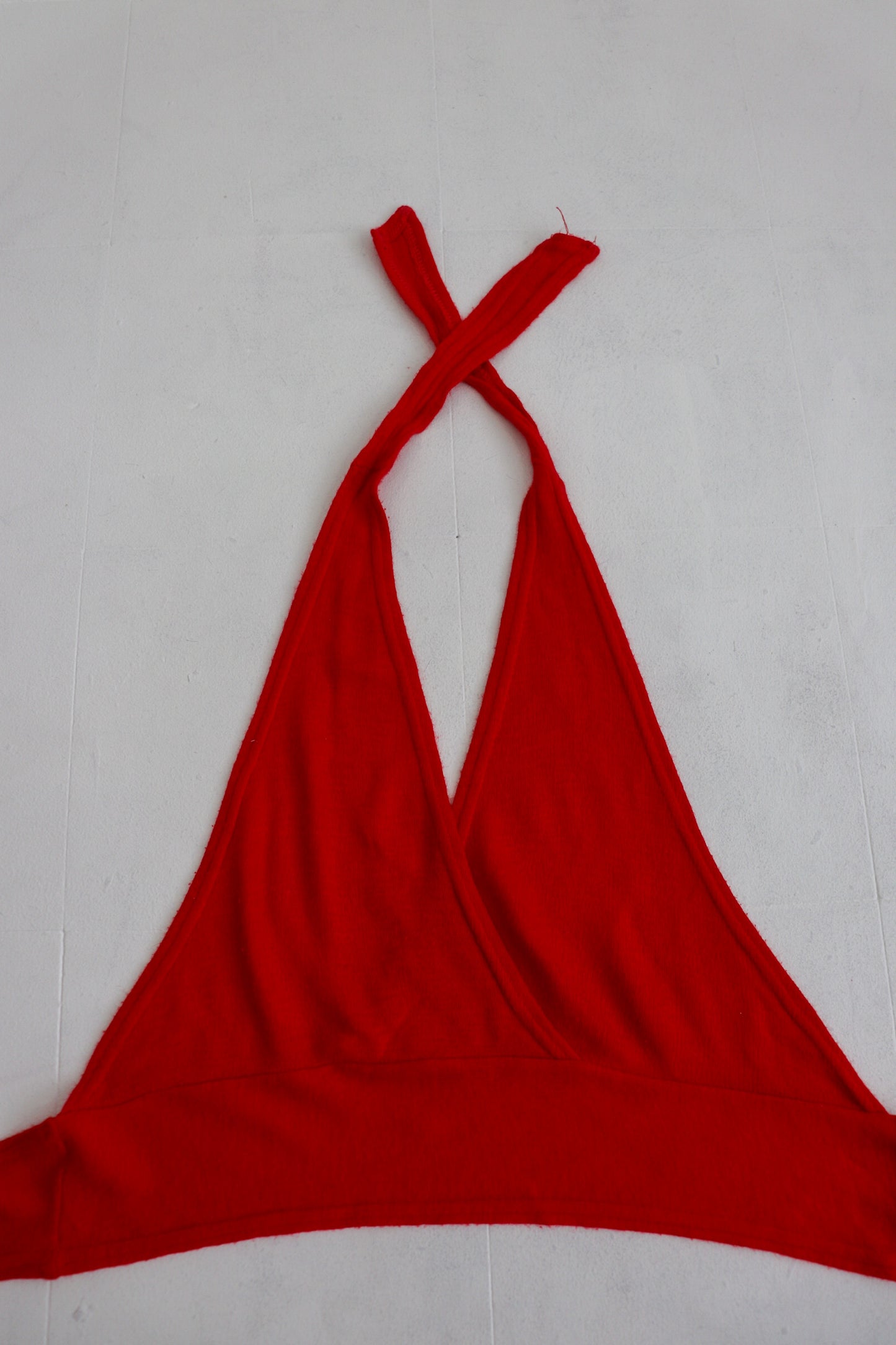 Red Woven Halter Crop