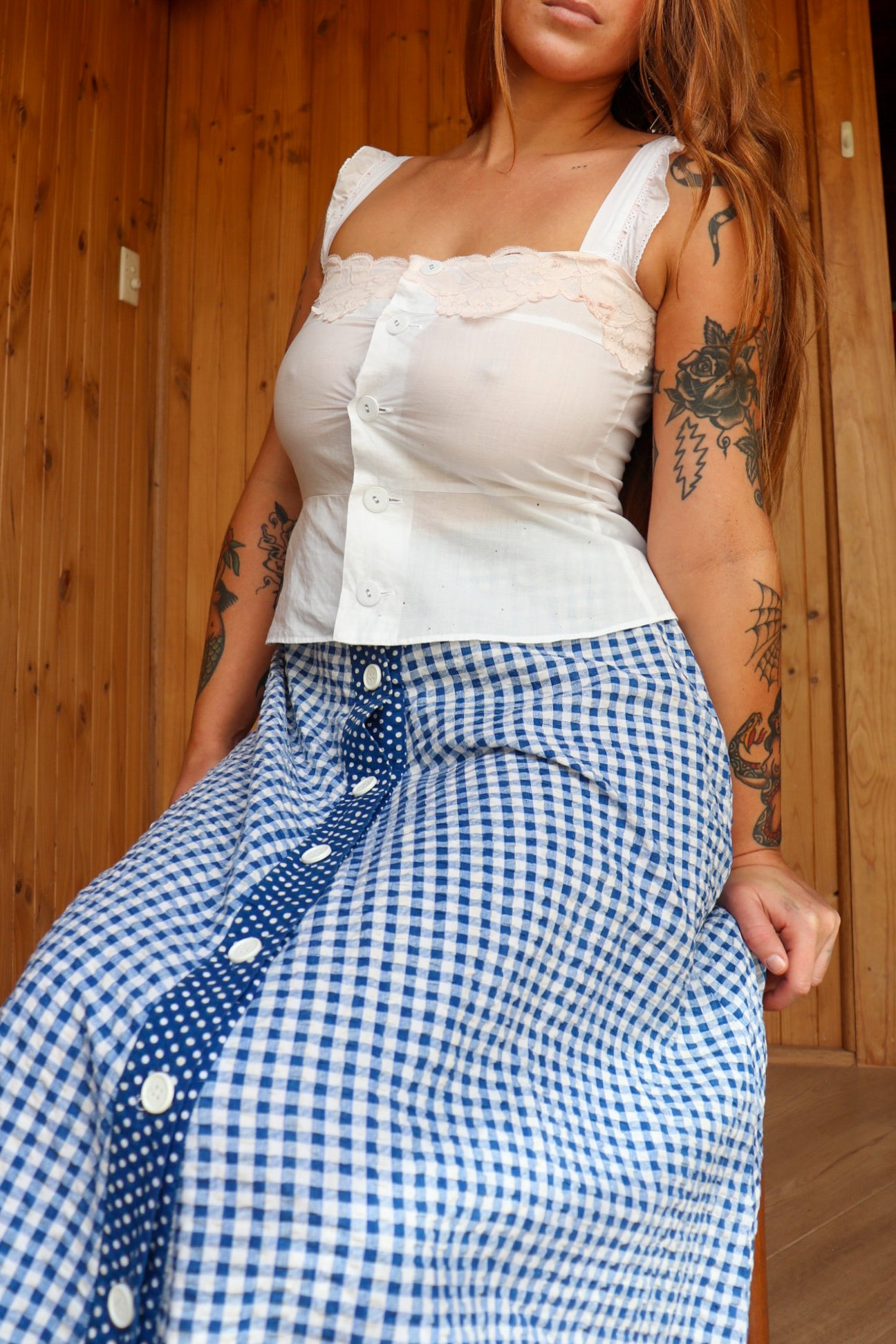 70s Gingham Maxi Skirt