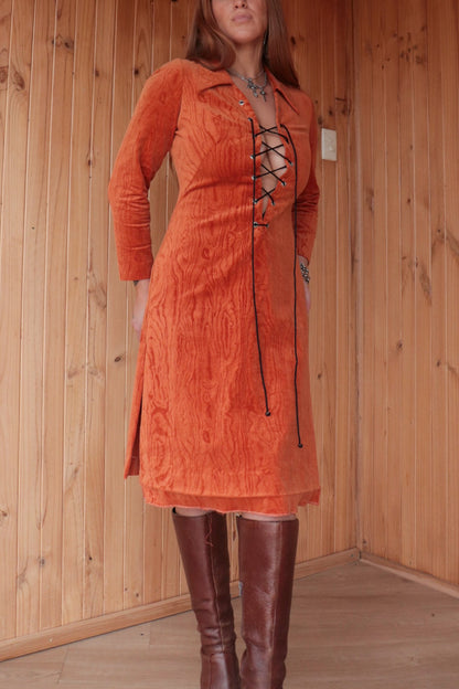 Tree Patterned Velvet Midi