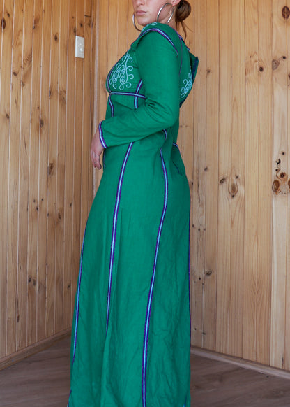 Green Embroidered Prairie Dress