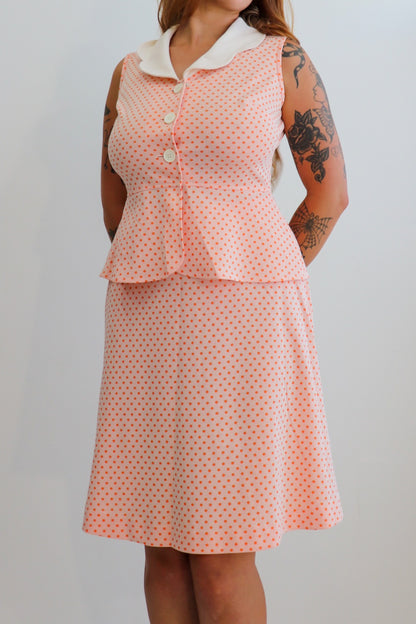 70s Tangerine Polka Dot Set