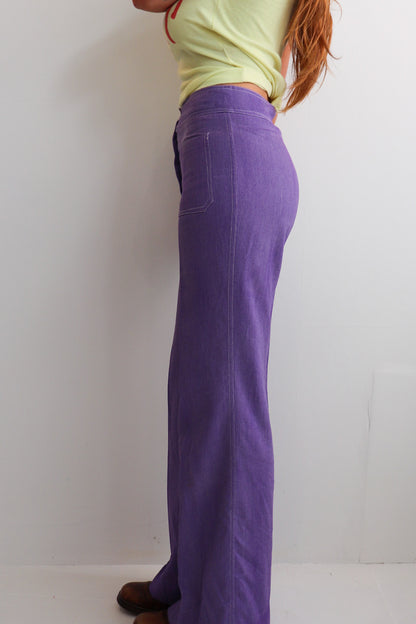 Washed Purple Mid Rise Flares