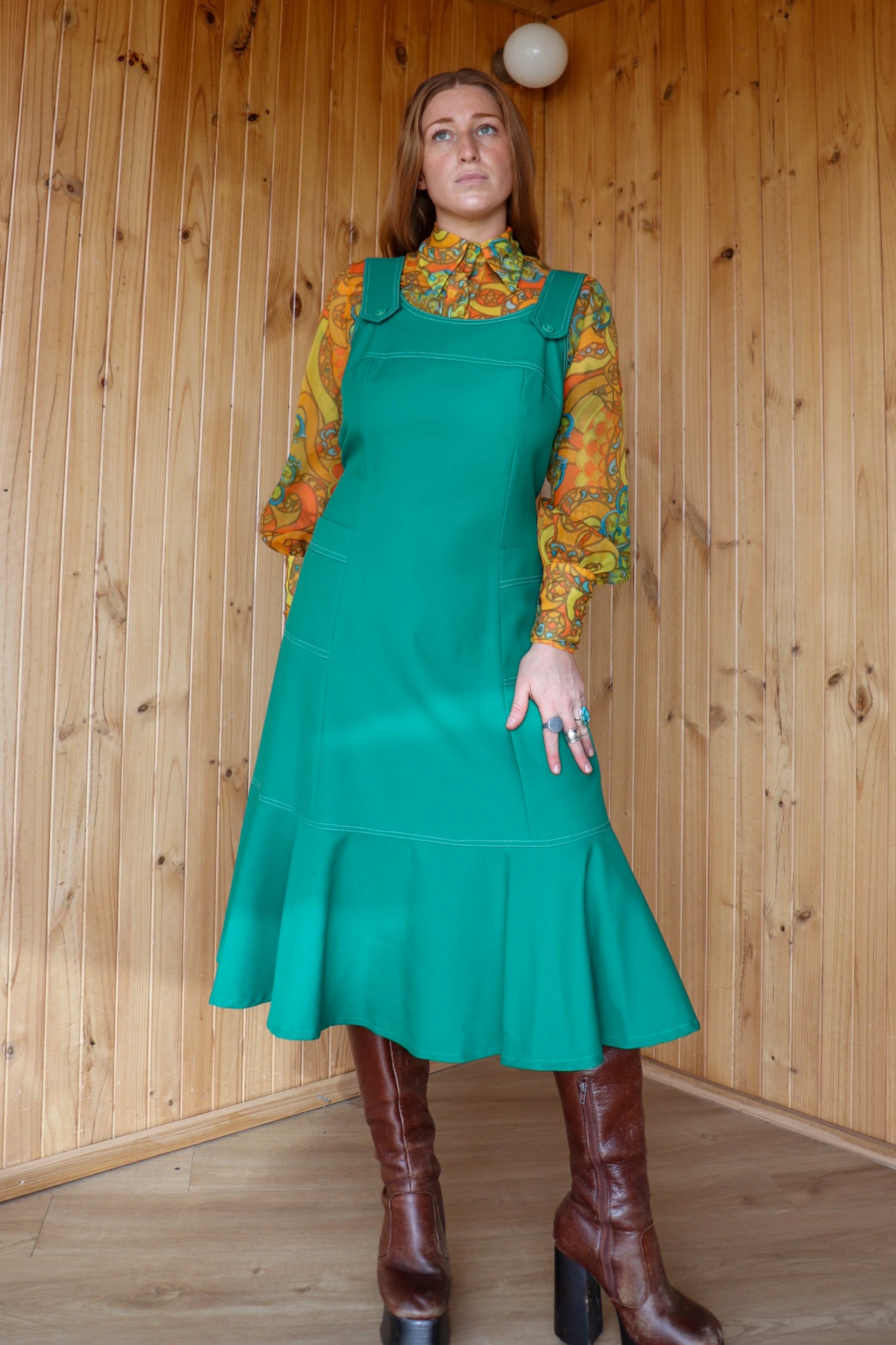 70s Green Midi Pinafore