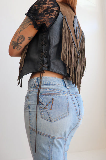 Black & Brown Fringe Vest