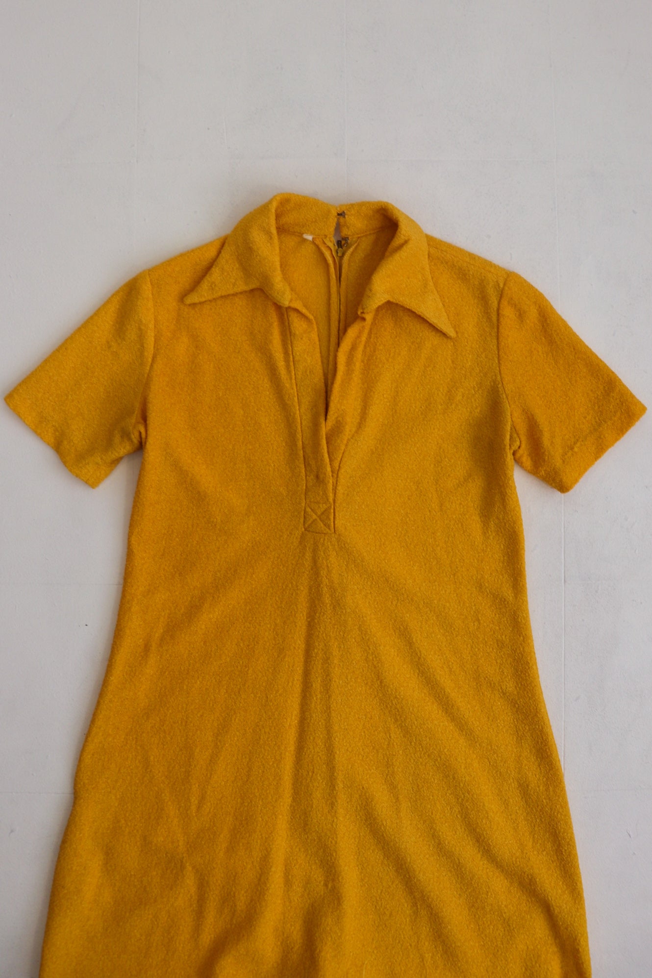Mustard Yellow Terry Towelling Mini Dress