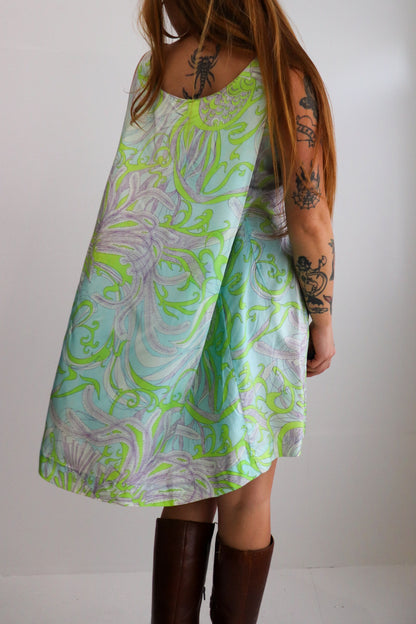 60s Psychedelic Cape Mini Dress