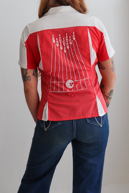 80s Red & White Bowling Shirt