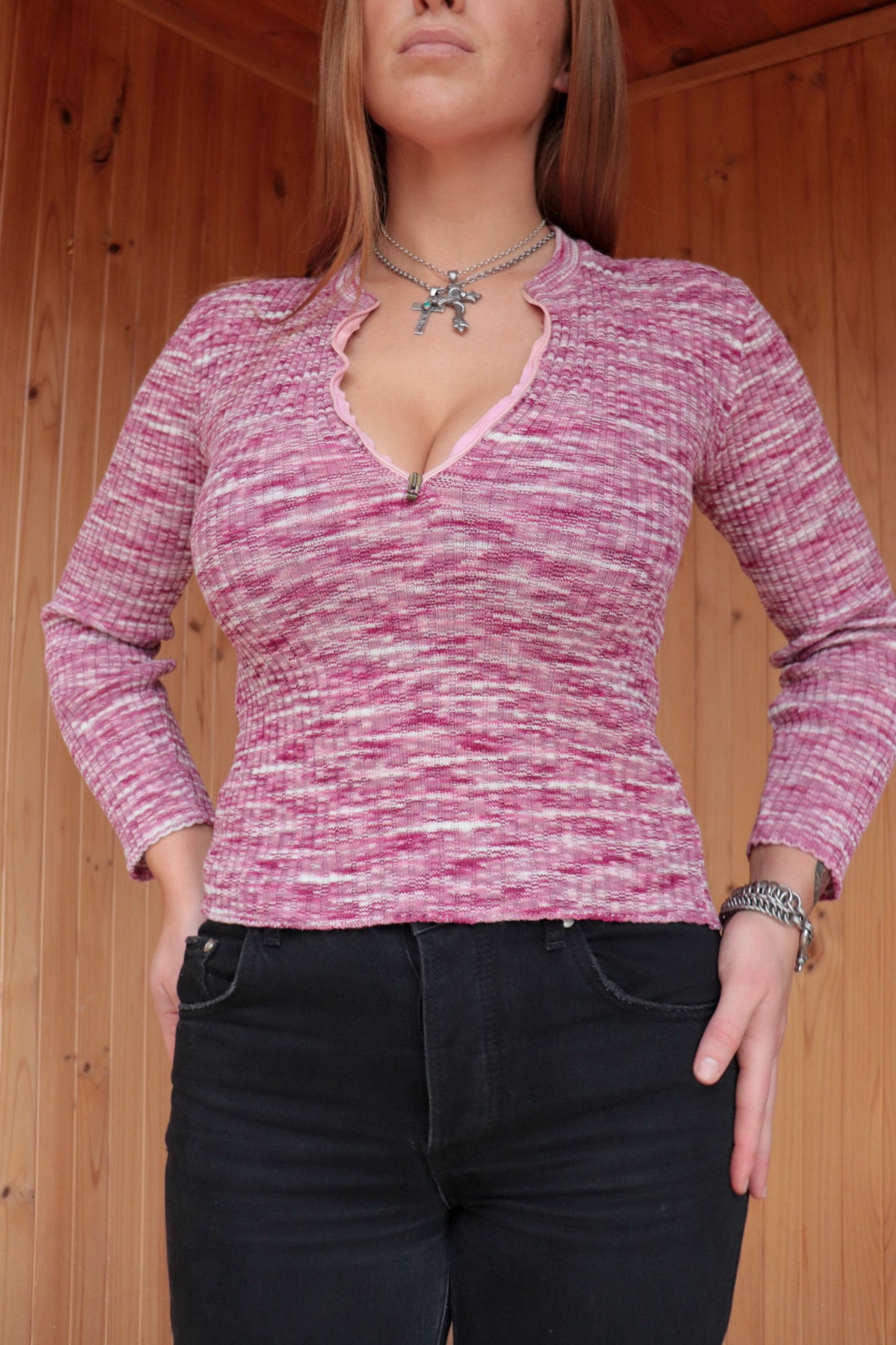 Pink Toned Knit Long Sleeve