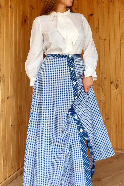 70s Gingham Maxi Skirt