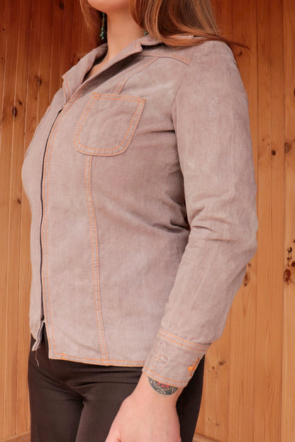 Thrashed Denim Embroidered Jacket