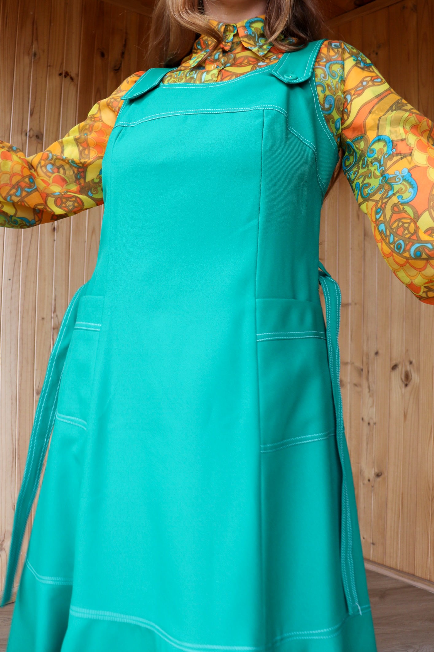 70s Green Midi Pinafore