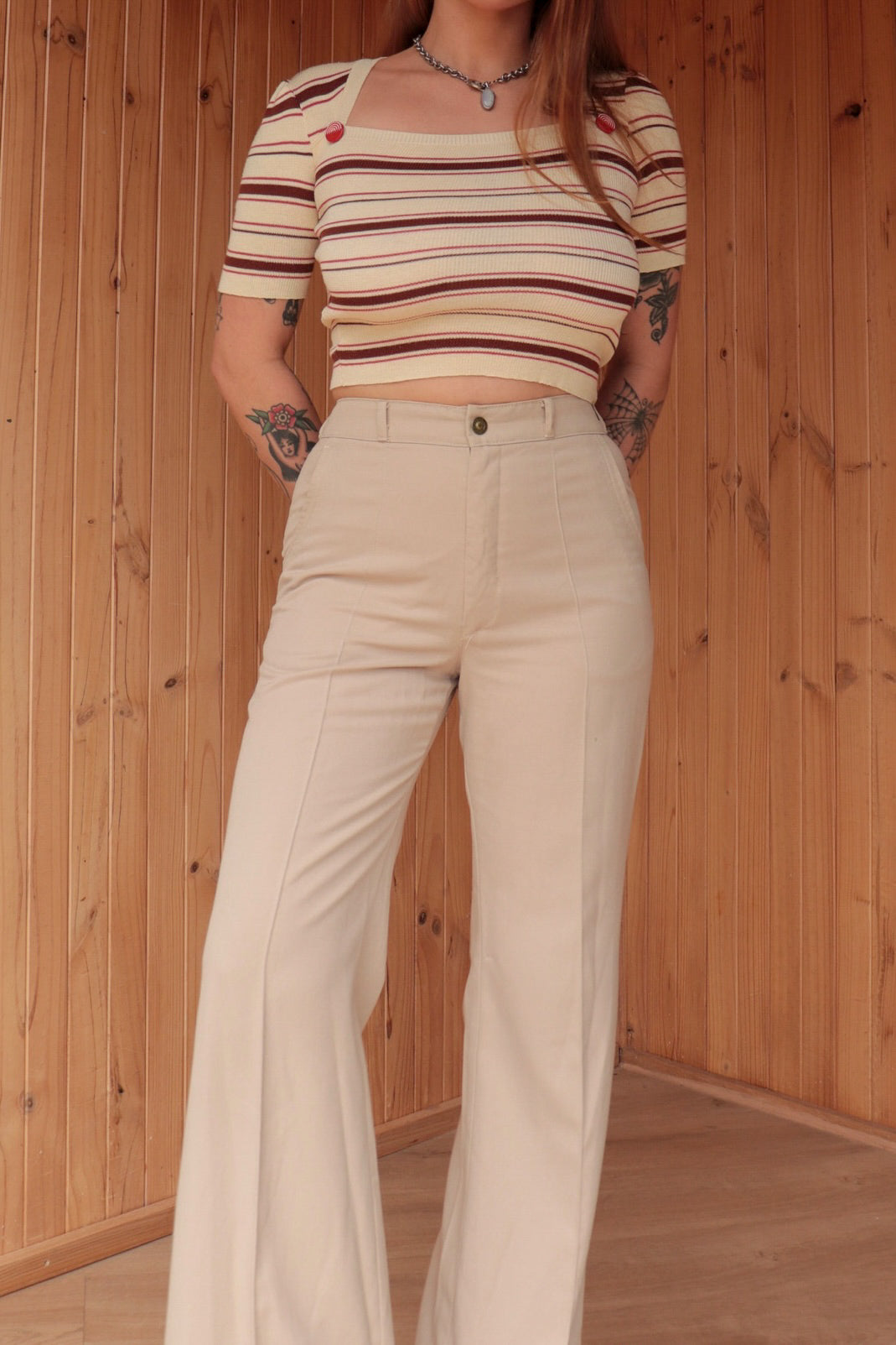 70s Beige Bogarts Flares