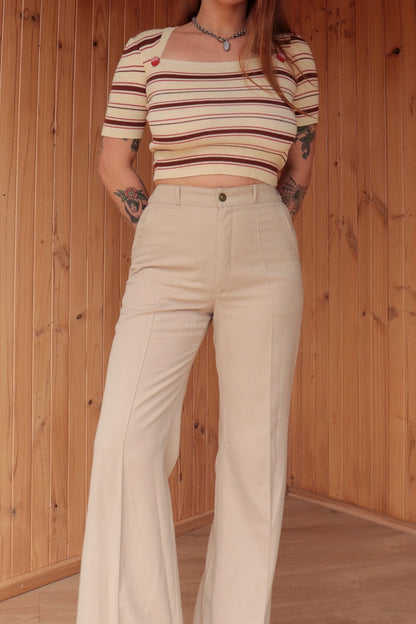 70s Beige Bogarts Flares