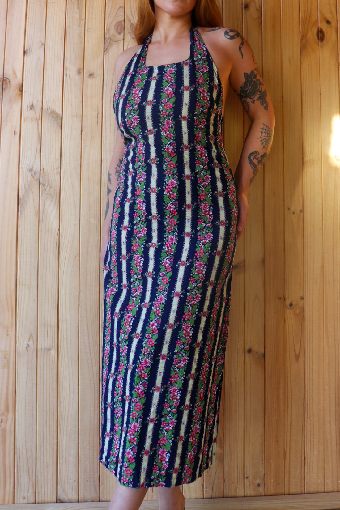 70s Floral Halter Maxi