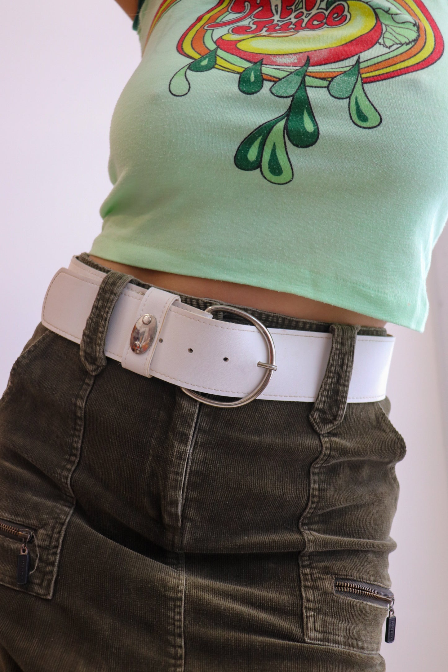 Deadstock White Leather Chunky Belt