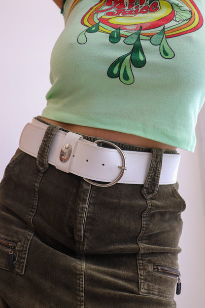Deadstock White Leather Chunky Belt