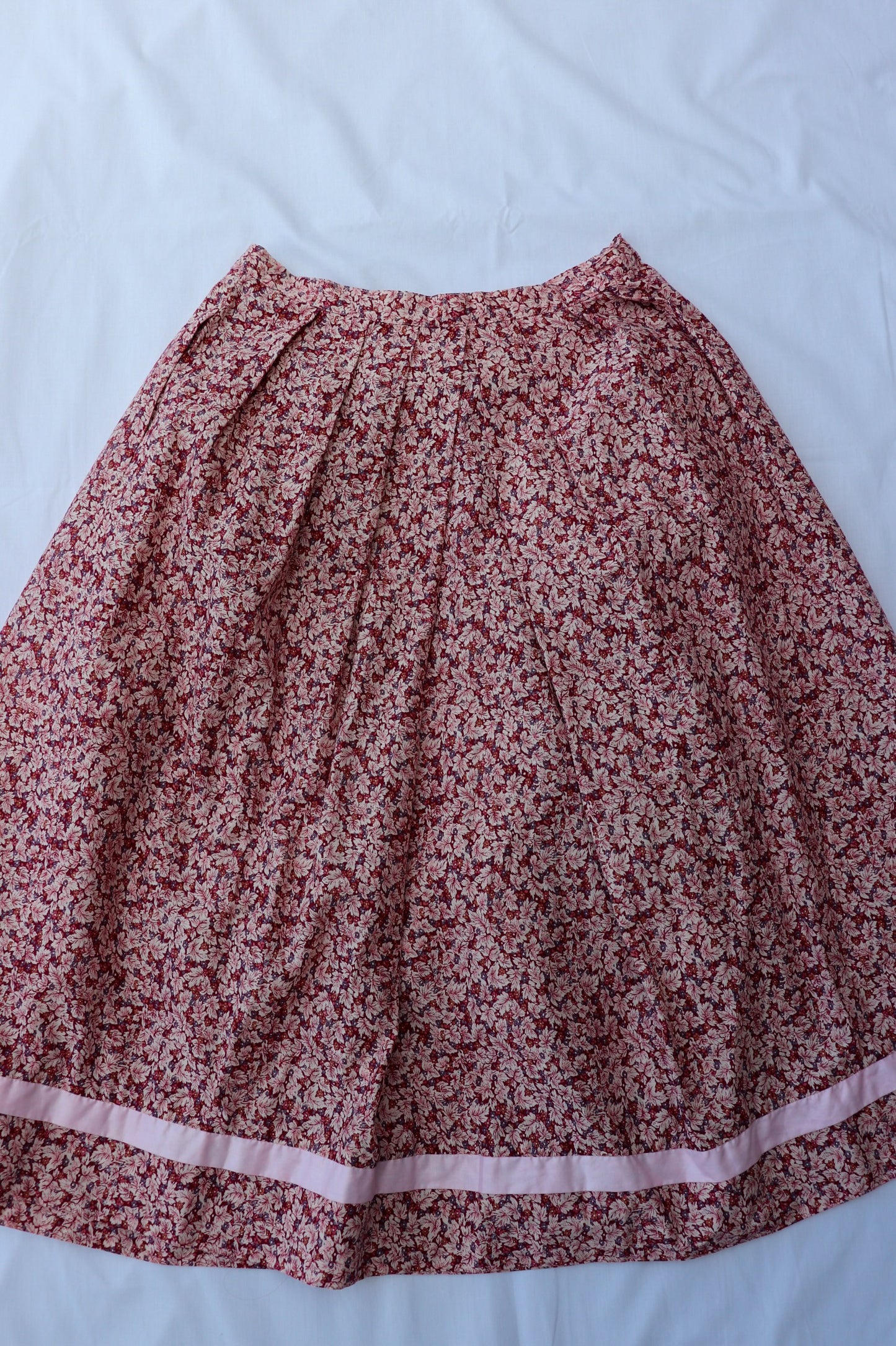 Red Floral Prairie Midi Skirt