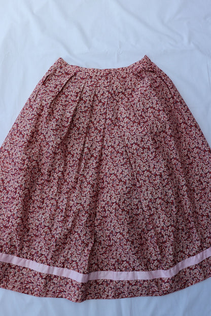 Red Floral Prairie Midi Skirt