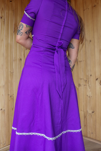 70s Purple Prairie Maxi Dress