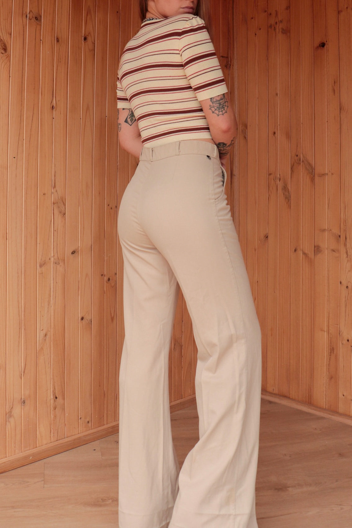 70s Beige Bogarts Flares