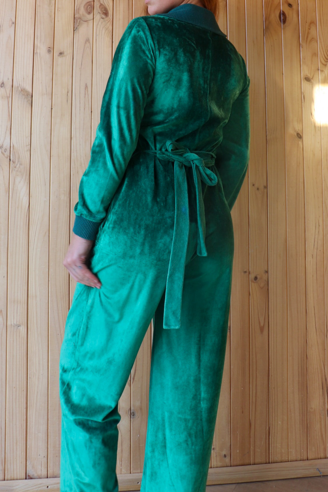 70s Emerald Flared Jumpsuit