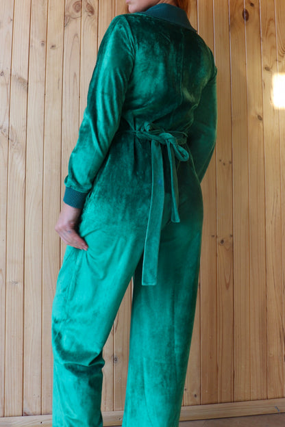 70s Emerald Flared Jumpsuit