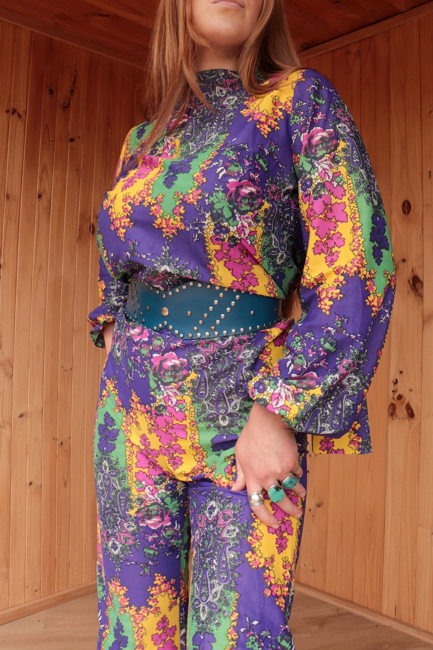 60s Psychedelic Two Piece Flared Set