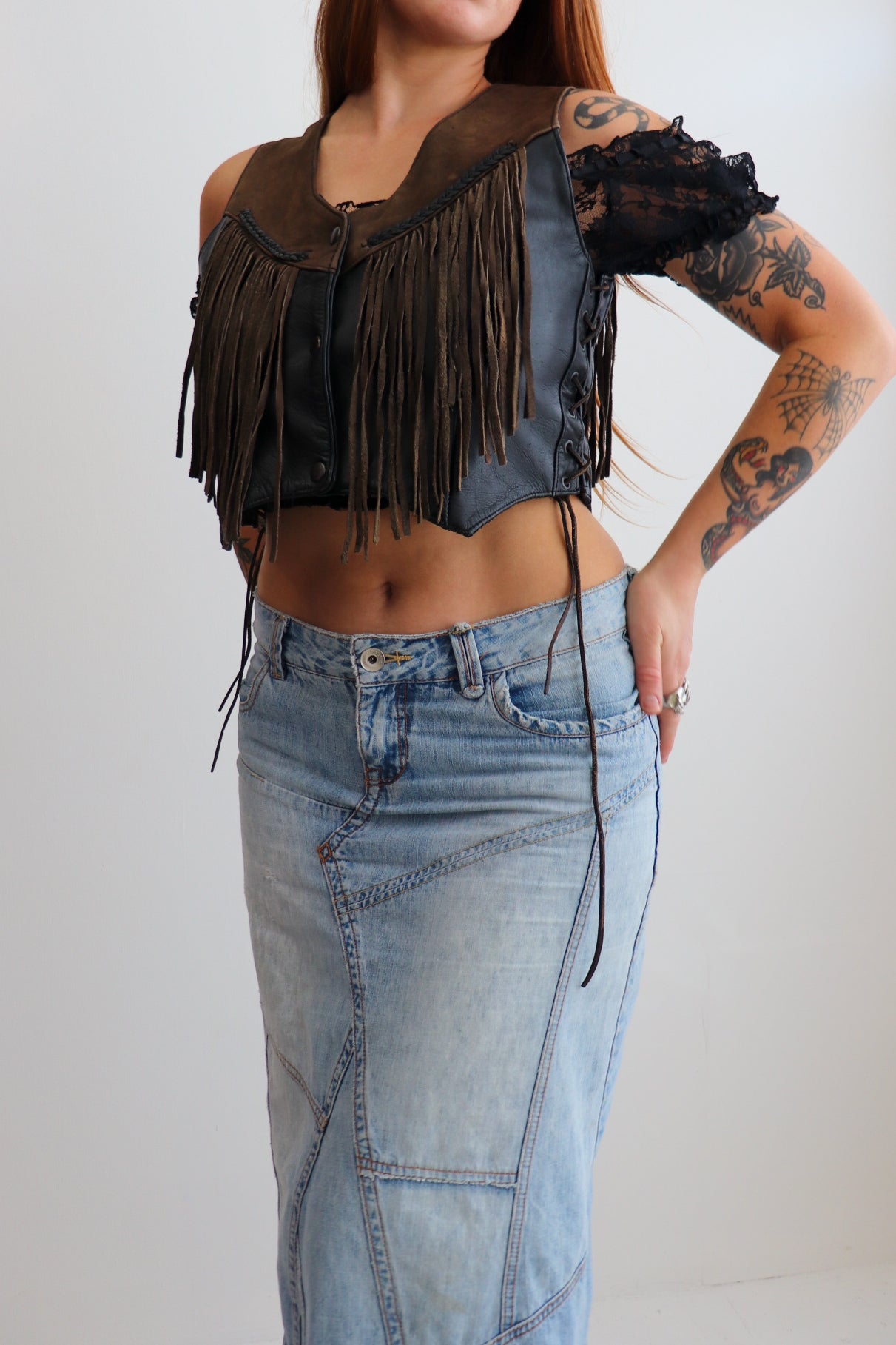Black & Brown Fringe Vest