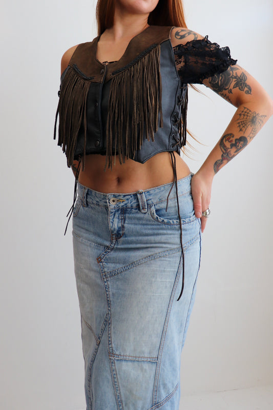 Black & Brown Fringe Vest