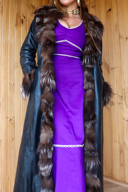 70s Purple Prairie Maxi Dress