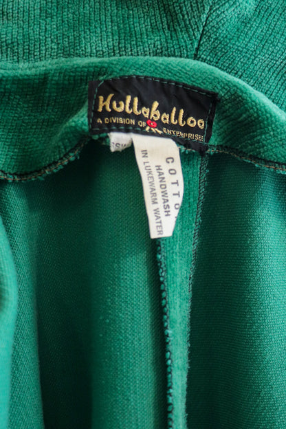 70s Green Corduroy Hooded Dress