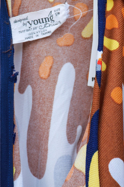 70s Psychedelic Drip Maxi Dress