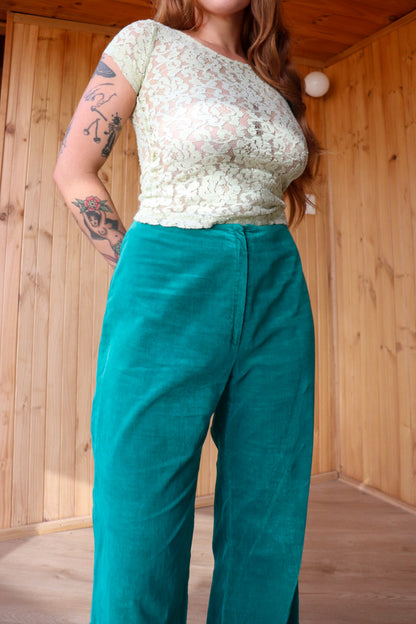 70s Green Velvet Flares