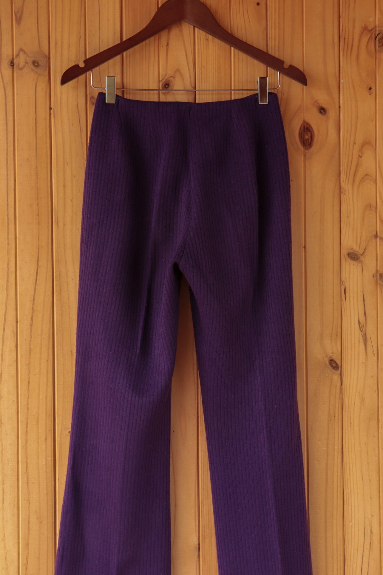 Purple Ribbed Knit Flares