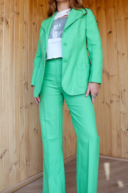 70s Green Flared Suit