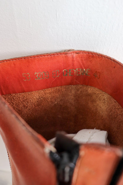 Blush Red Knee High Leather Boots