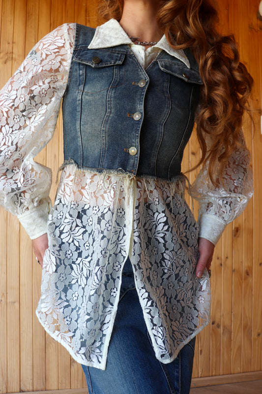 90s Dark Denim Vest