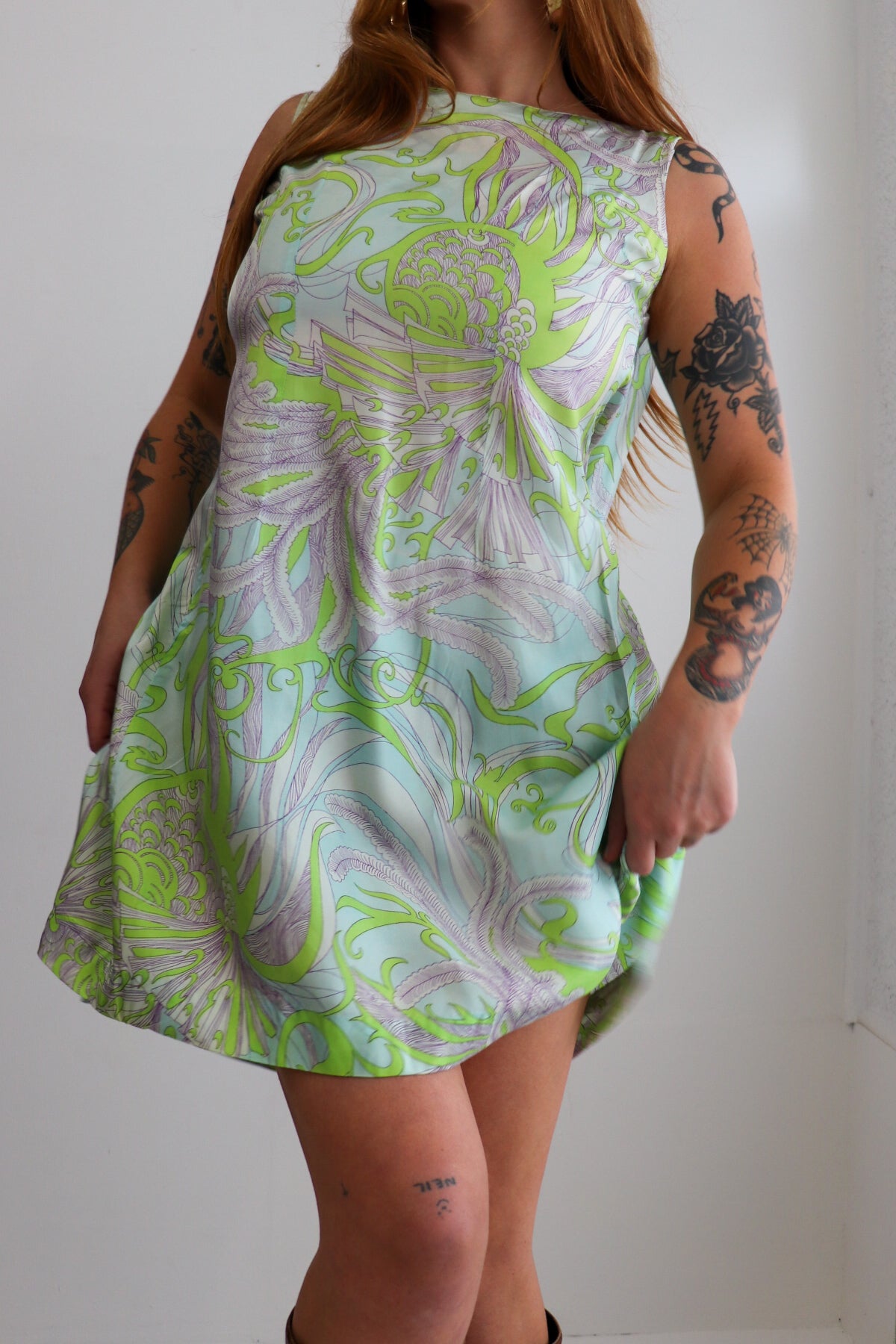 60s Psychedelic Cape Mini Dress