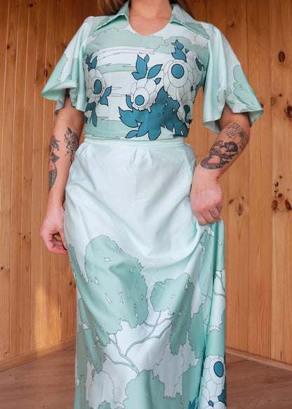 70s Satin Two Piece Set
