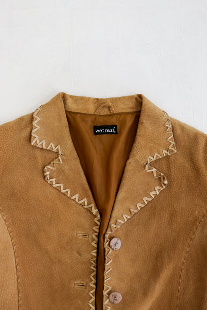 Caramel Tie Up Suede Coat