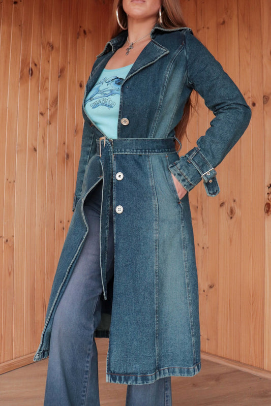 90s Denim Trench Coat