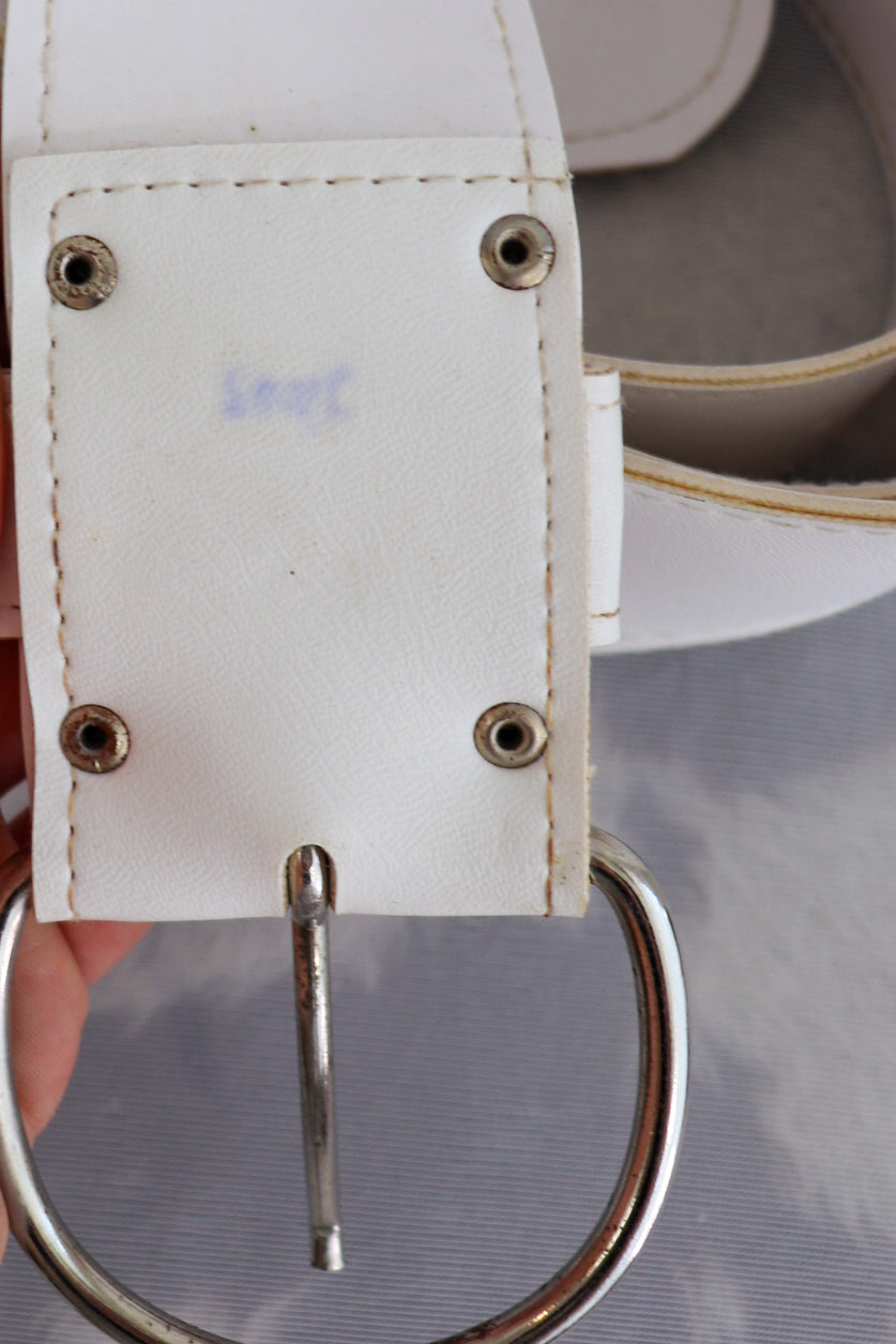 Deadstock White Leather Chunky Belt