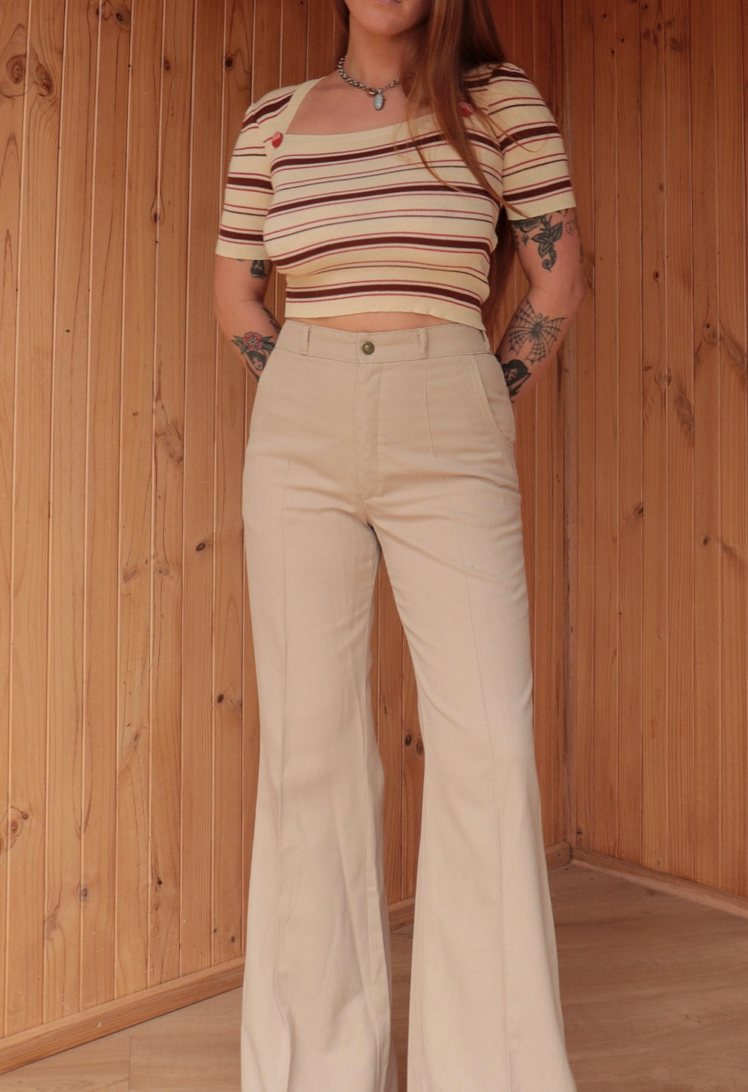 70s Beige Bogarts Flares