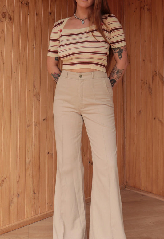 70s Beige Bogarts Flares